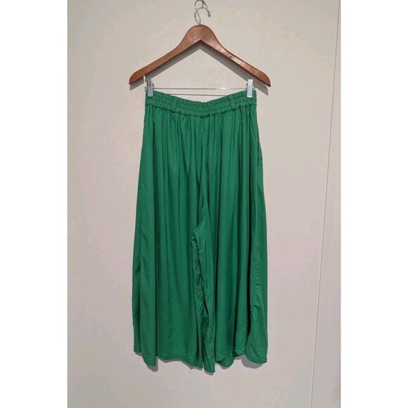 Vintage Dalin Bold Green Culottes Pants 80s Rayon High Rise Gauchos Emb W28 M/L - Picture 3 of 7